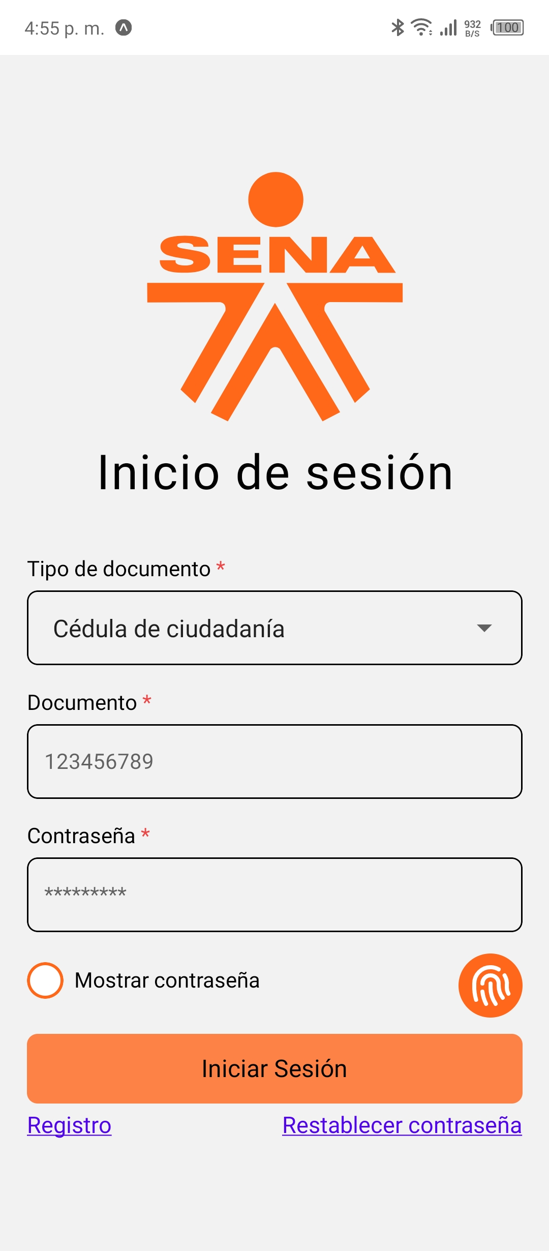 Imagen de el inicio de sesión en la aplicación móvil del proyecto votaciones v2